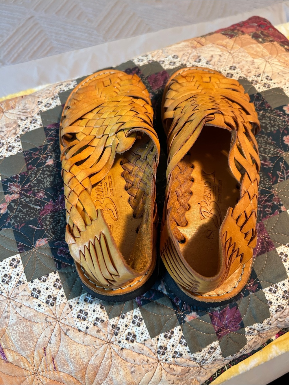 Handwoven Leather Huarache Sandals - Tan Women’s Shoes - Picture 2 of 3